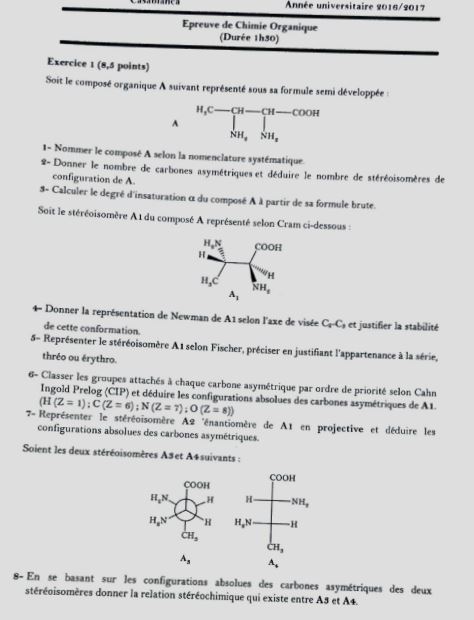 Examens de Chimie Organique PDF