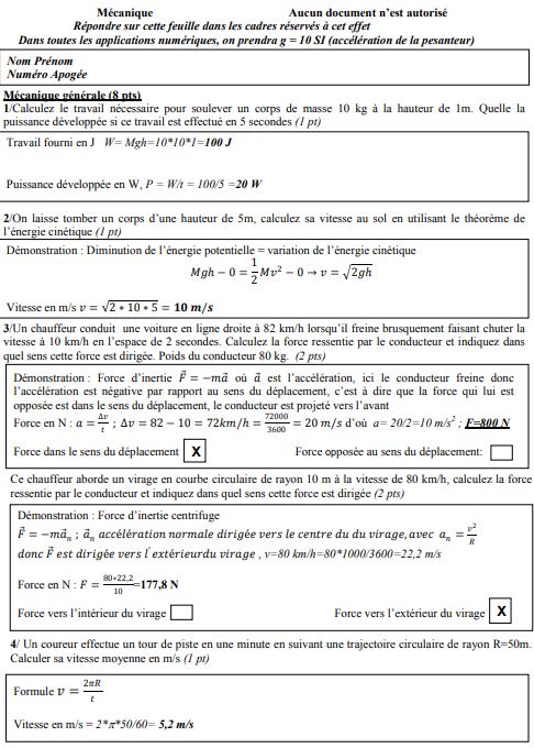examen pdf Physique 2 Mécanique-Electricité