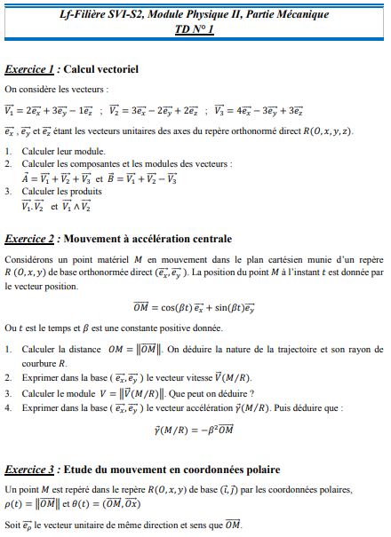 Exercices Physique Mécanique-Electricité PDF